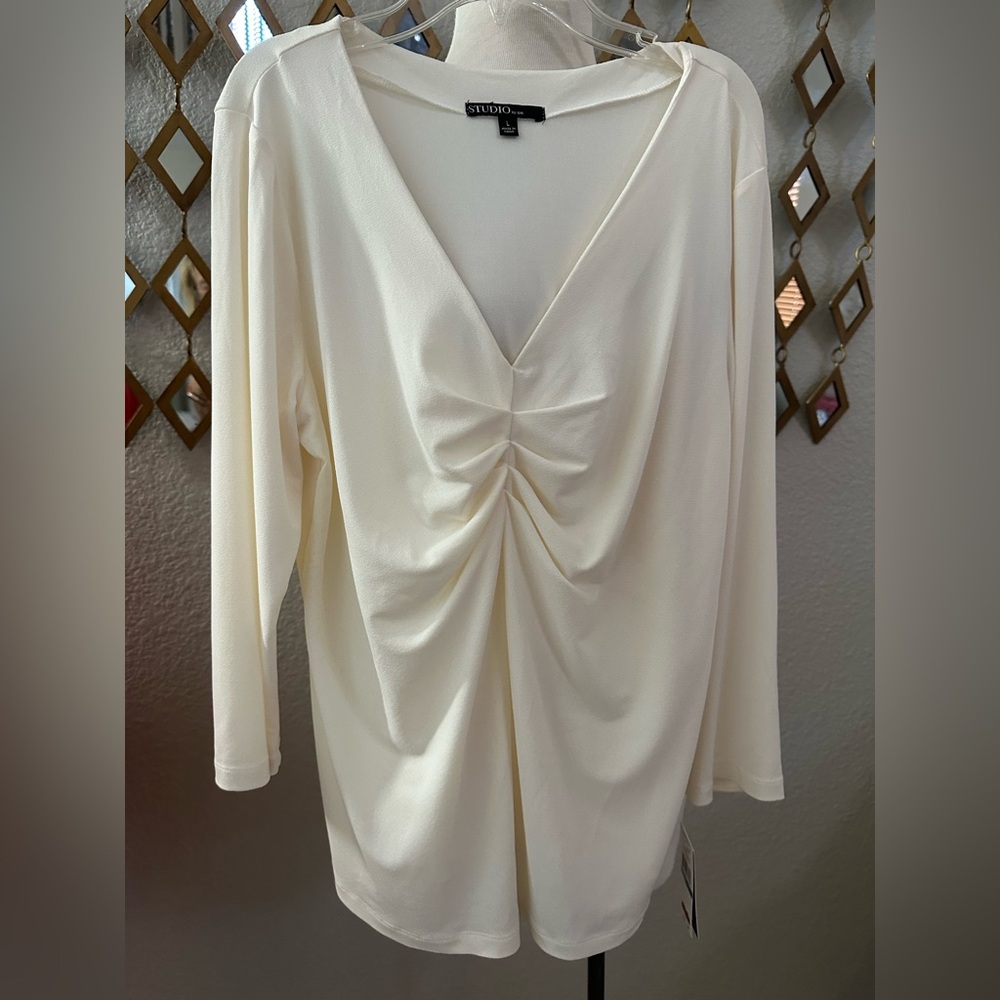JohnPaulRichard Cream Ruched Blouse